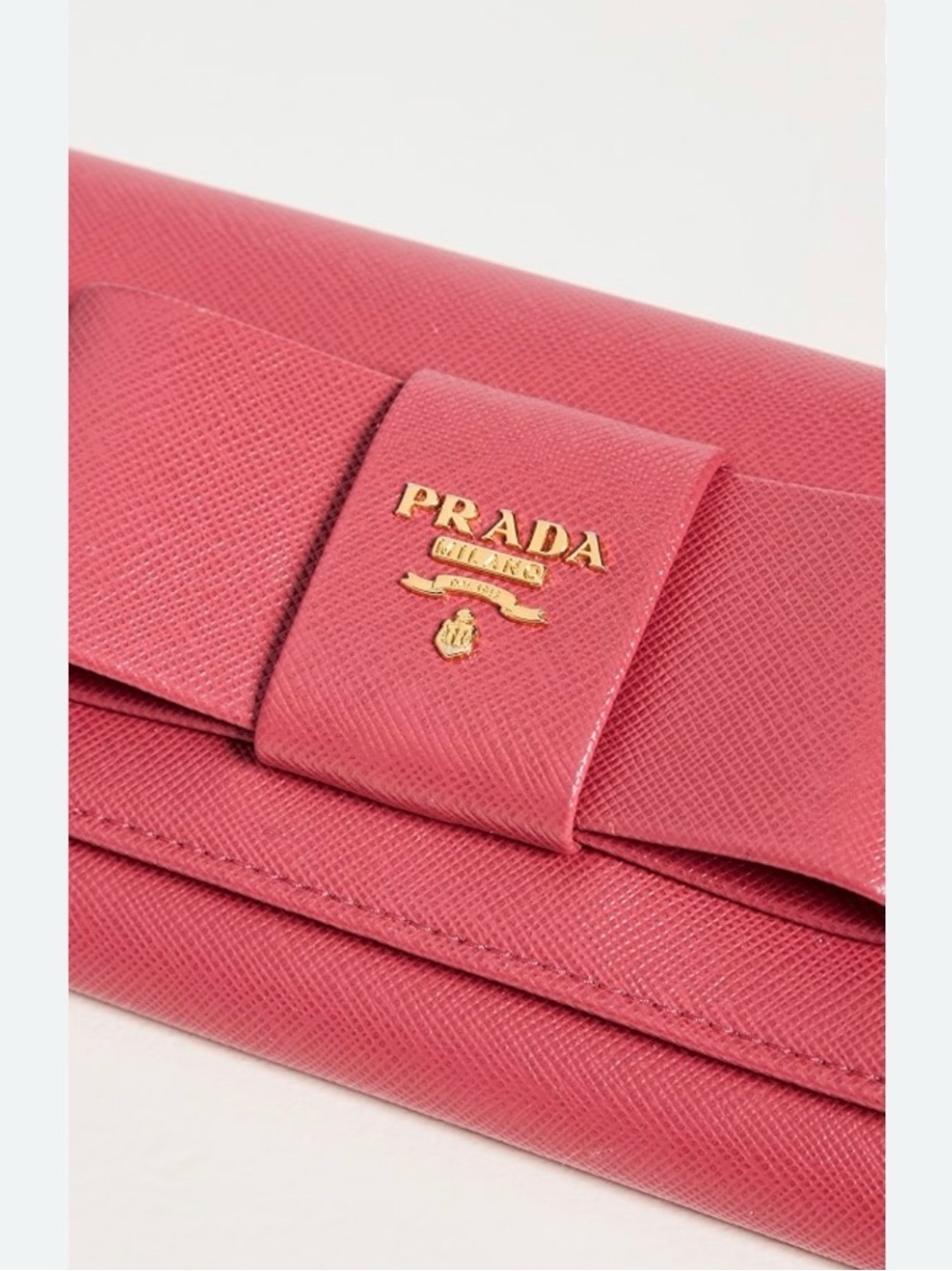 Prada Rose Pink Saffiano Leather Wallet with Gold Logo